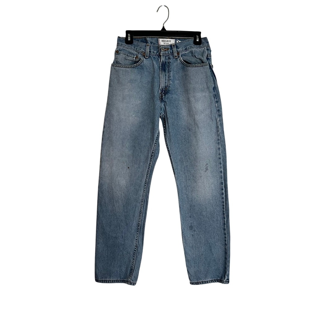 Levis 505 Regular Fit Straight Leg Light Wash Denim Jeans W31 L32 Blue